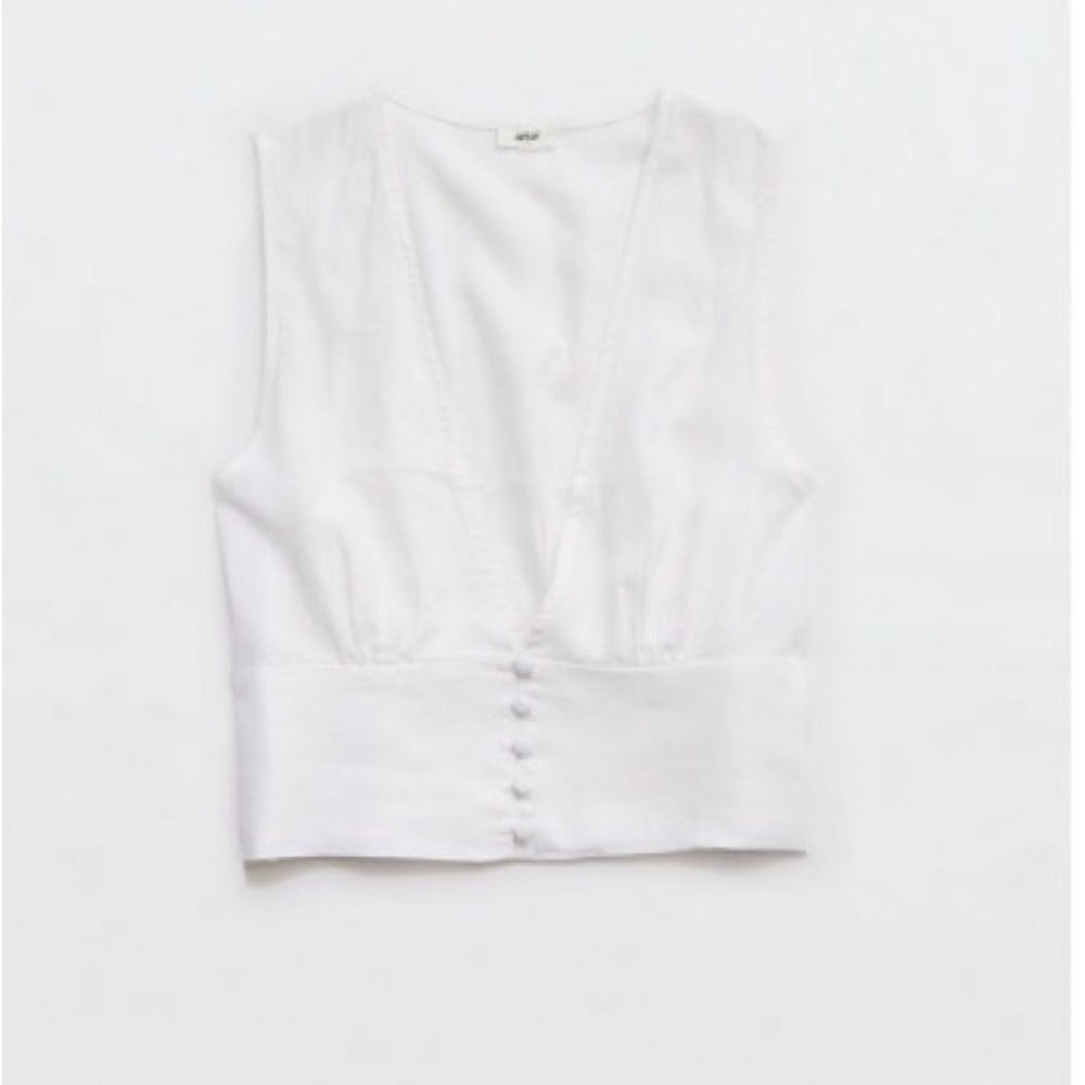 Aerie White Sleeveless Blouse